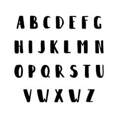 Hand drawn letters. Typographical funny font.