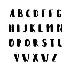 Hand drawn letters. Typographical funny font.