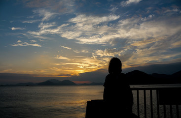 Hong Kong beach Silhouette at the beach, Victoria, China