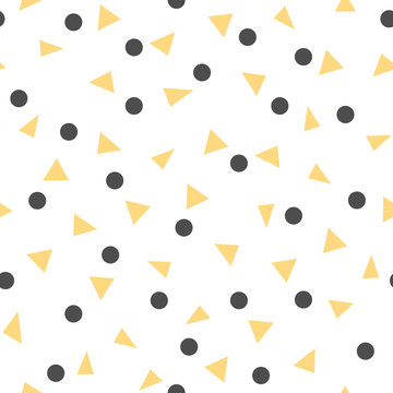 Abstract pattern with yellow triangle and black dot