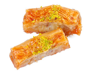 Turkish Ramadan Dessert Baklava isolated on white