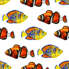 Naklejka premium tropical fish pattern