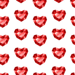 Seamless pattern made of heart shaped gems, vector