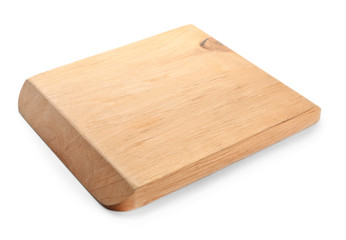 Wooden kitchen board on white background