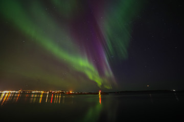 Aurora borealis in Brønnøy municipality in Nordland county