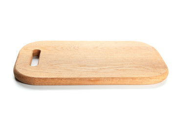 Wooden kitchen board on white background
