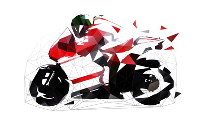 Road motorbike, low polygonal vector illustration. Motorcycle