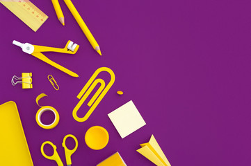 School supplies. Back to school. Flat lay.