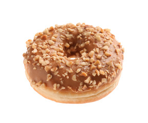 Sweet tasty donut on white background