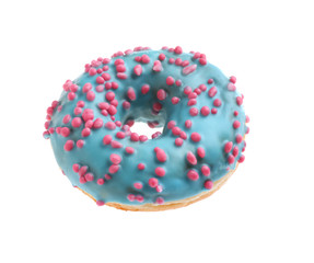 Sweet tasty donut on white background