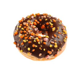 Sweet tasty donut on white background