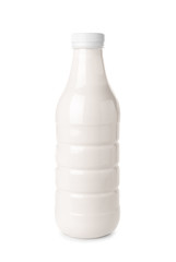 Bottle of fresh milk on white background