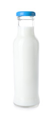 Bottle of fresh milk on white background