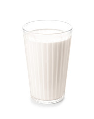 Glass of fresh milk on white background