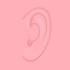 Vector illustration of a human ear. For advertising, medical publications and for use on a package of medicinal products