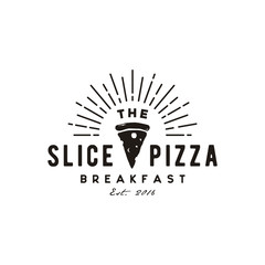 Pizza Slice for Vintage Rustic Retro Vintage Pizzeria Restaurant Bar Bistro logo design