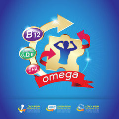 Kids Omega Calcium and Vitamin - Concept Logo Gold Kids