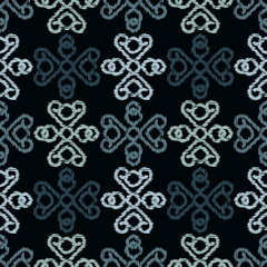 Ethnic boho seamless pattern. Embroidery on fabric. Traditional ornament. Tribal pattern. Folk motif. Can be used for wallpaper, textile, invitation card, wrapping, web page background.