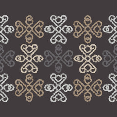 Ethnic boho seamless pattern. Embroidery on fabric. Traditional ornament. Tribal pattern. Folk motif. Can be used for wallpaper, textile, invitation card, wrapping, web page background.
