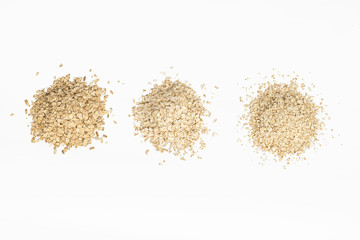 Oatmeal varieties isolated on white background