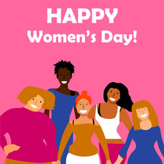 Fototapeta na wymiar International Women's Day. Vector template with for card, poster, flyer and other users