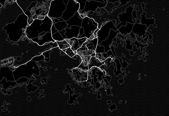 Dark area map of Hong Kong, China