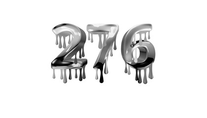silver dripping number 276 with white background