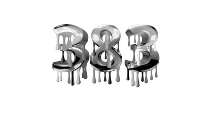 silver dripping number 383 with white background