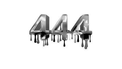 silver dripping number 444 with white background