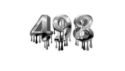 silver dripping number 498 with white background