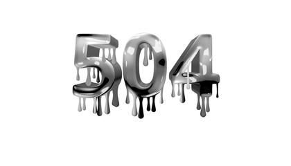 silver dripping number 504 with white background