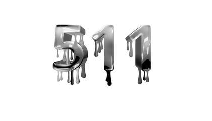 silver dripping number 511 with white background