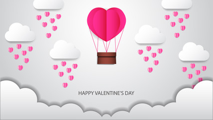 Illustration of love for valentine's day event banner template. paper cut craft.