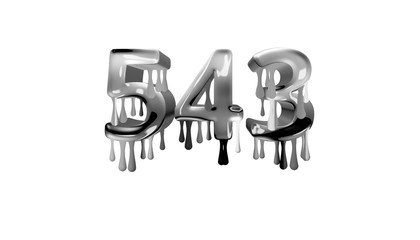 silver dripping number 543 with white background