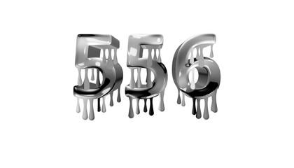 silver dripping number 556 with white background