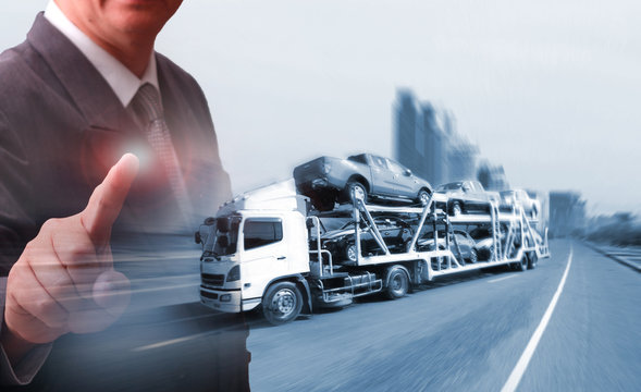 Truck run on road, transportation logistic concept