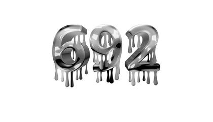 silver dripping number 692 with white background
