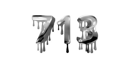 silver dripping number 713 with white background