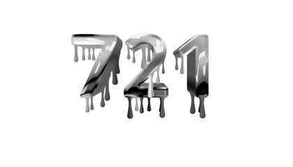 silver dripping number 721 with white background