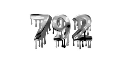silver dripping number 792 with white background