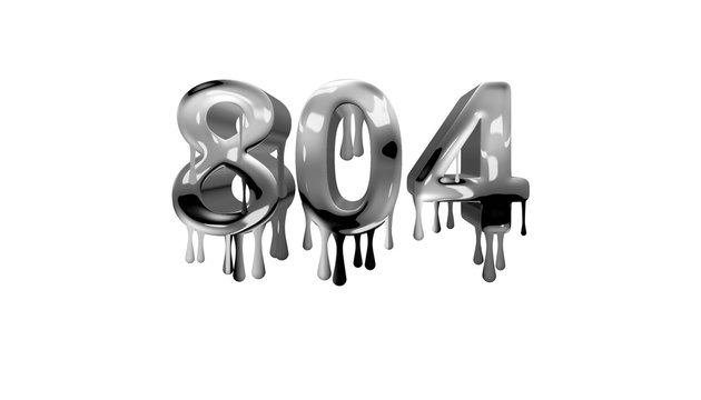 silver dripping number 804 with white background