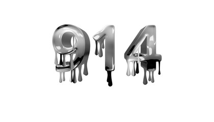 silver dripping number 914 with white background