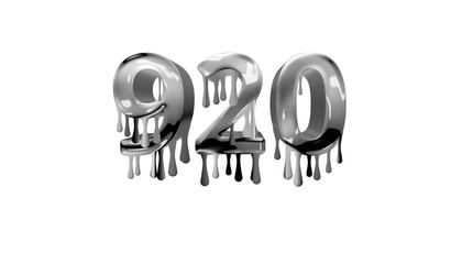 silver dripping number 920 with white background