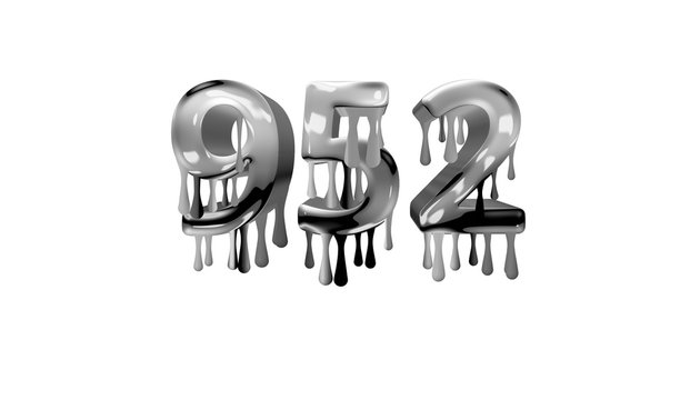 silver dripping number 952 with white background