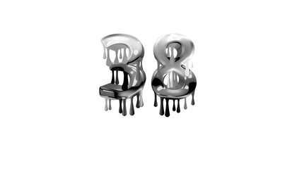 silver dripping number 38 with white background