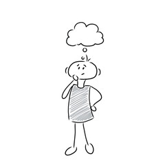 Leere Denkblase, Strichfigur überlegt, Copy Space