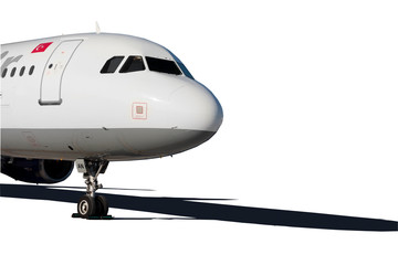 Commercial air plane on a white background .
