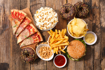 assorted fast food, junk food