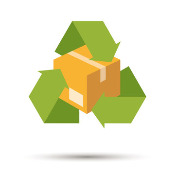 Flat design cardboard recycling symbol vector