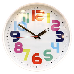 Stylish clock with colorful figures